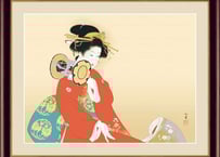 円山応挙「薔薇文鳥」 F4号(額外寸42×34cm) 高精彩工芸画+手彩入り