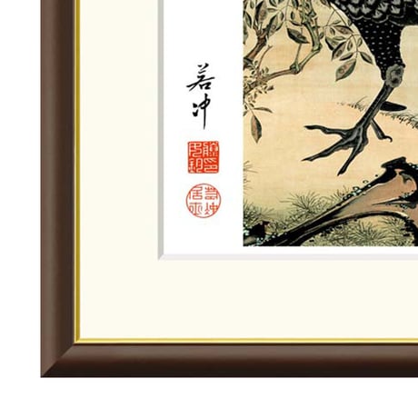● 伊藤若冲 「南天雄鶏図」 額入り 複製画 高精彩工芸画 額装画 日本画 名画 レプリカ 動物画 花鳥図 京都画壇 国宝・動植綵絵より 皇居三の丸尚蔵館／所蔵 J2-070 【納期：約1週間】