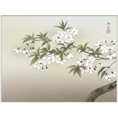 ● 速水御舟 「夜桜」 額入り 複製画 高精彩工芸画 額装画 日本画 名画 レプリカ 静物画 花鳥図 さくらの花 山種美術館（東京）所蔵 J2-102 【納期：約1週間】