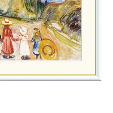 ★ ムンク 「お伽の森の子供たち」 額入り 複製画 高精彩工芸画 額絵 名画 レプリカ 透明アクリル ノルウェーの画家 表現主義 J1-119【納期：約1週間】