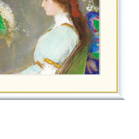オディロン・ルドン 「ヴィオレット・ハイマンの肖像」 額入り 複製画 高精彩工芸画  額装画 レプリカ 象徴主義 J1-158 【納期：約1週間】