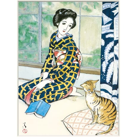 ● 竹久夢二 「晩春」 額入り 複製画 高精彩工芸画 日本画 名画 レプリカ 美人画 大正ロマン 夢二郷土美術館（岡山）所蔵 J2-121【納期：約1週間】