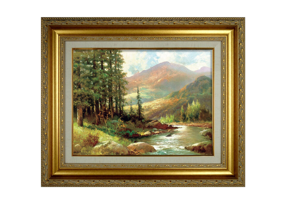 世界の名画　ロバート・ウッド作　山と川の風景 original