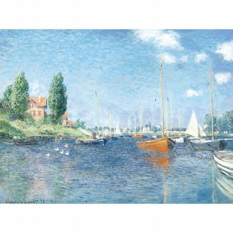 ★ モネ 「赤いボート、アルジャントゥイユ」 額入り 複製画 高精彩工芸画 額絵 額装画 名画 レプリカ 透明アクリル 印象派 アート 美術品 J1-027【納期：約1週間】