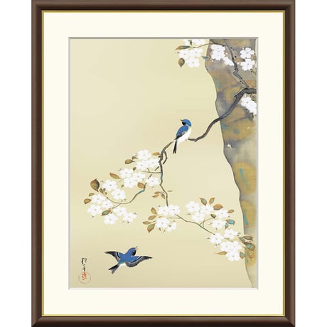 ● 酒井抱一 「桜に小禽図」 額入り 複製画 高精彩工芸画 額装画 日本画 名画 レプリカ 花鳥図 江戸琳派 春 細見美術館（京都）／所蔵 J2-081【納期：約1週間】