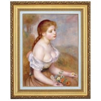 ＊ ルノワール 「ひな菊を持つ娘」 F6号　額入り　複製画　名画額縁　人物画　ジクレー　透明ジェル加工　透明アクリル　印象派 【世界の名画】