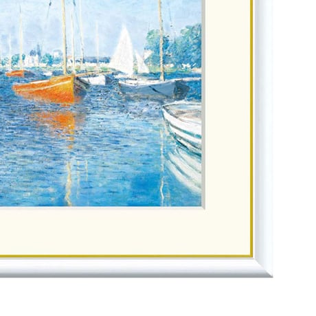 ★ モネ 「赤いボート、アルジャントゥイユ」 額入り 複製画 高精彩工芸画 額絵 額装画 名画 レプリカ 透明アクリル 印象派 アート 美術品 J1-027【納期：約1週間】
