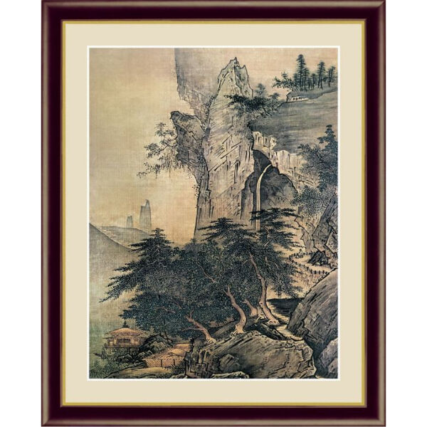 新品！雪舟筆 四季山水図長巻 春夏秋冬 額装セット 雪舟 四季山水図長巻 額装セット 複製画 春夏秋3枚国宝 水墨画風