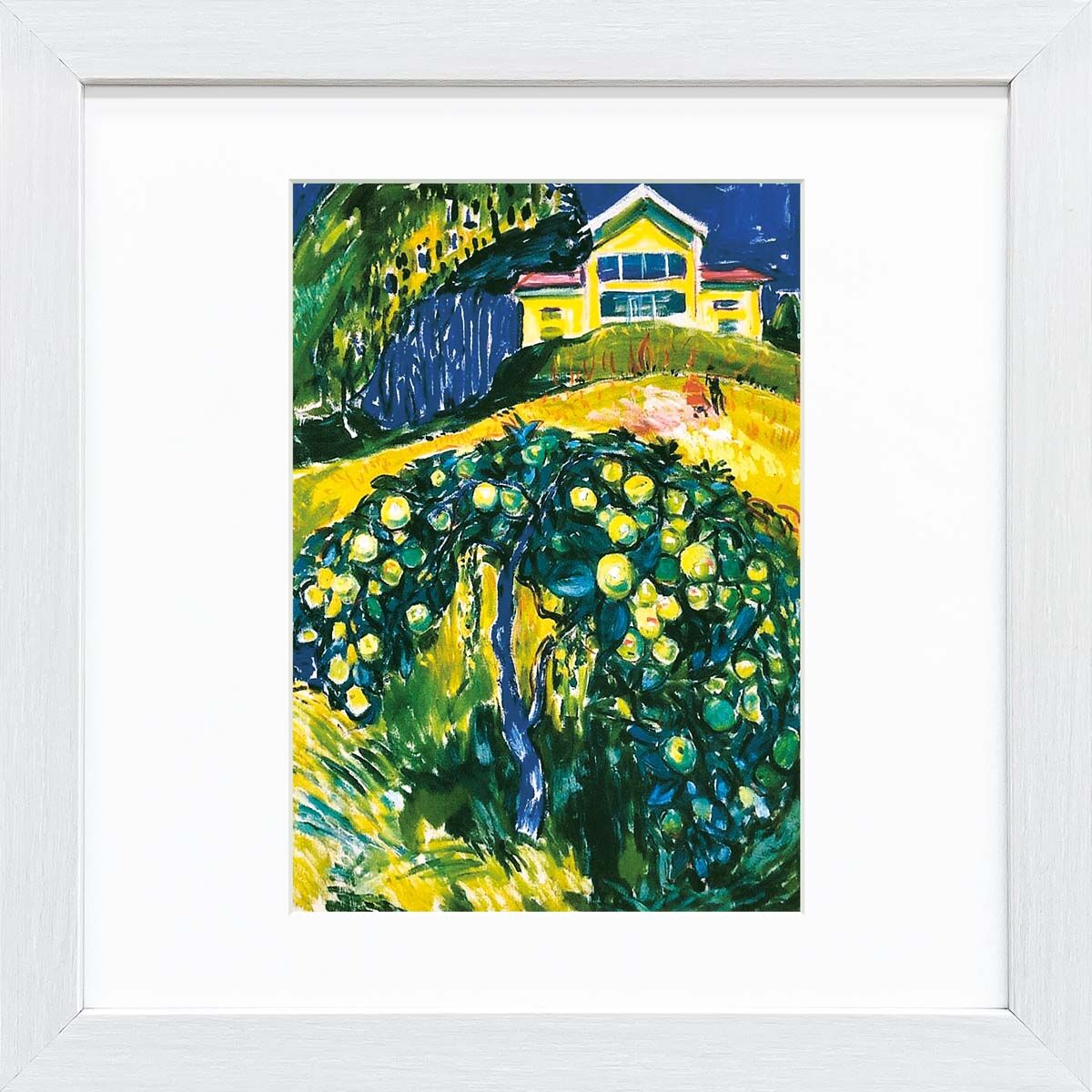 洋画　額サイズ28×28...　おうち美術館　世界の名画　ムンク「庭のリンゴの樹」美術工芸版画　絵画