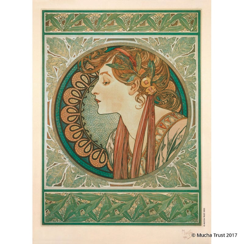 るりえ　ミュシャ　月桂樹　額装複製画 るりえ ミュシャ 月桂樹 額装複製画 ミュシャ「ローレル（月桂樹