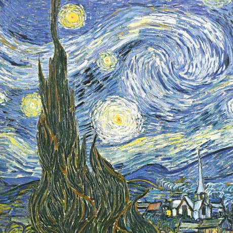 ★ ゴッホ 「星月夜」 額入り 複製画 高精彩工芸画 額絵 額装画 名画 レプリカ 透明アクリル ポスト印象派 サン=レミ時代 MOMA所蔵  J1-065 【納期：約1週間】