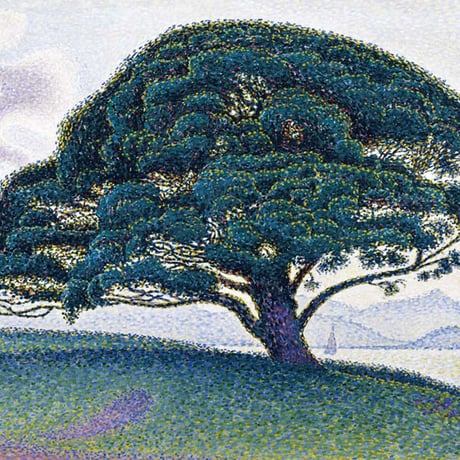 シニャック 「笠松」 額入り 複製画 高精彩工芸画  額装画 額絵 レプリカ  風景画 ポスト印象派 点描画 J1-139 【納期：約1週間】