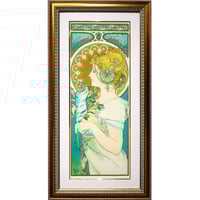 ☆ 版画 ミュシャ 「羽根」 リトグラフ 額入り 大型絵画 ミュシャ財団