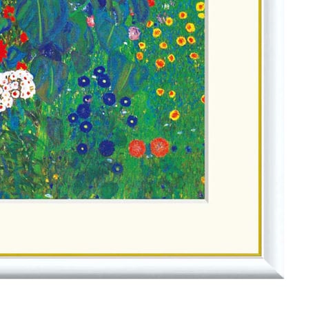 クリムト 「ひまわりの咲く農家の庭」 額入り 複製画 高精彩工芸画  額装画  レプリカ ウィーン分離派 風景画 J1-072 【納期：約1週間】