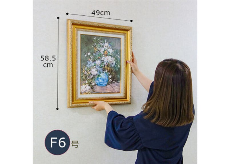世界の名画】透明ジェル加工 ルノワール『花瓶の花』F6号 複製画