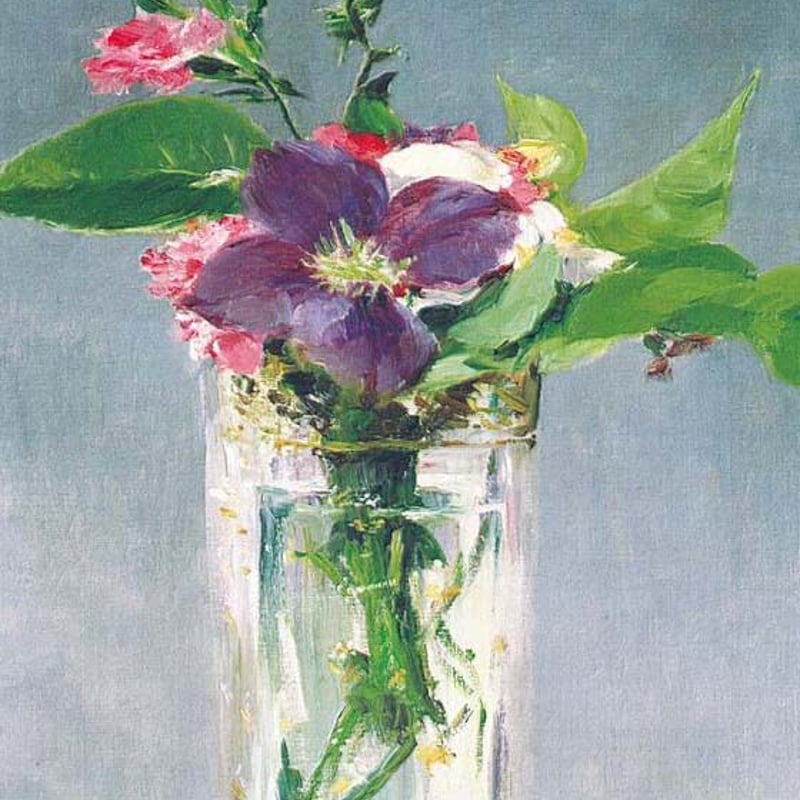 マネ レプリカ カーネションとクレマテス マネ『ガラス花瓶の中の