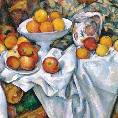 セザンヌ 「林檎とオレンジ」 額入り 複製画 高精彩工芸画  額装画 レプリカ 印象派 近代絵画 静物画 J1-053 【納期：約1週間】