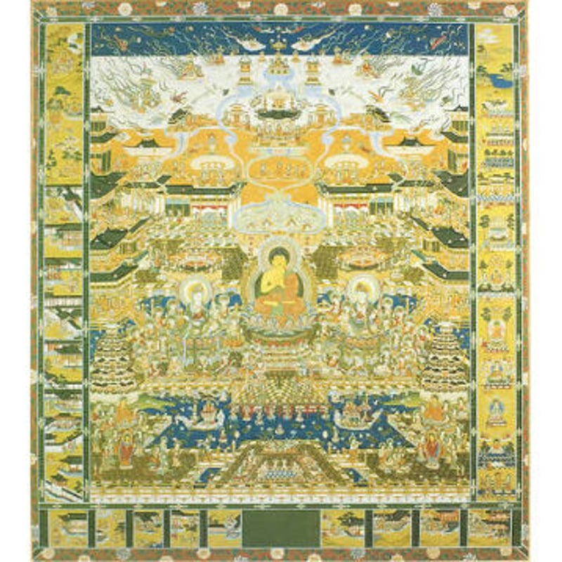 古】001 当麻曼荼羅図綴織平成本複製仏画彩絵