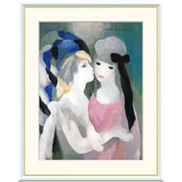 マリー・ローランサン 「ザ・キス」 額入り 複製画 高精彩工芸画 額絵 額装画 レプリカ エコールドパリ 美人画 J1-171 【納期：約1週間】