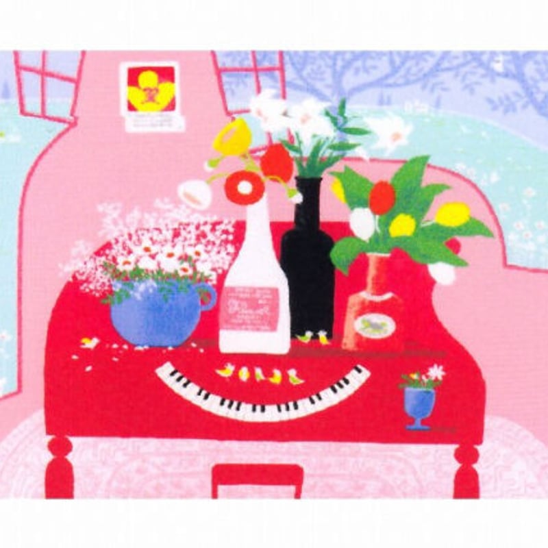 吉岡浩太郎『赤いピアノ』シルクスクリーン 版画 額入り 新品 【三三 