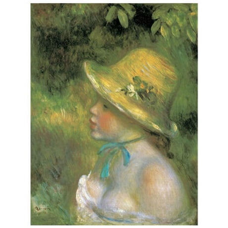 ＊ ルノワール 「麦わら帽子を被った若い娘」 F6号　額入り　複製画　名画額縁　人物画　ジクレー　透明ジェル加工　透明アクリル  麦わら帽子の少女 【世界の名画】