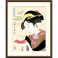 ● 喜多川歌麿 「難波屋おきた」額入り 複製画 高精彩工芸画 額装画 浮世絵 大首絵 名画 レプリカ 人物 美人画 錦絵 木版画 蔦屋 J5-G003 【納期：1週間】