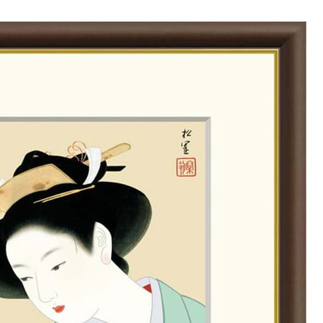 ● 上村松園 「新蛍」 額入り 複製画 高精彩工芸画 額装画 日本画 名画 レプリカ 美人画 にいぼたる 国立近代美術館（東京）所蔵  J2-028 【納期：約1週間】