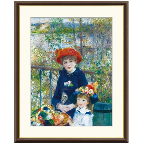★ ルノワール 「テラスにて」 額入り 複製画 高精彩工芸画 額絵 額装画 名画 レプリカ 透明アクリル 印象派 人物画 二人の姉妹 J1-036 【納期：約1週間】