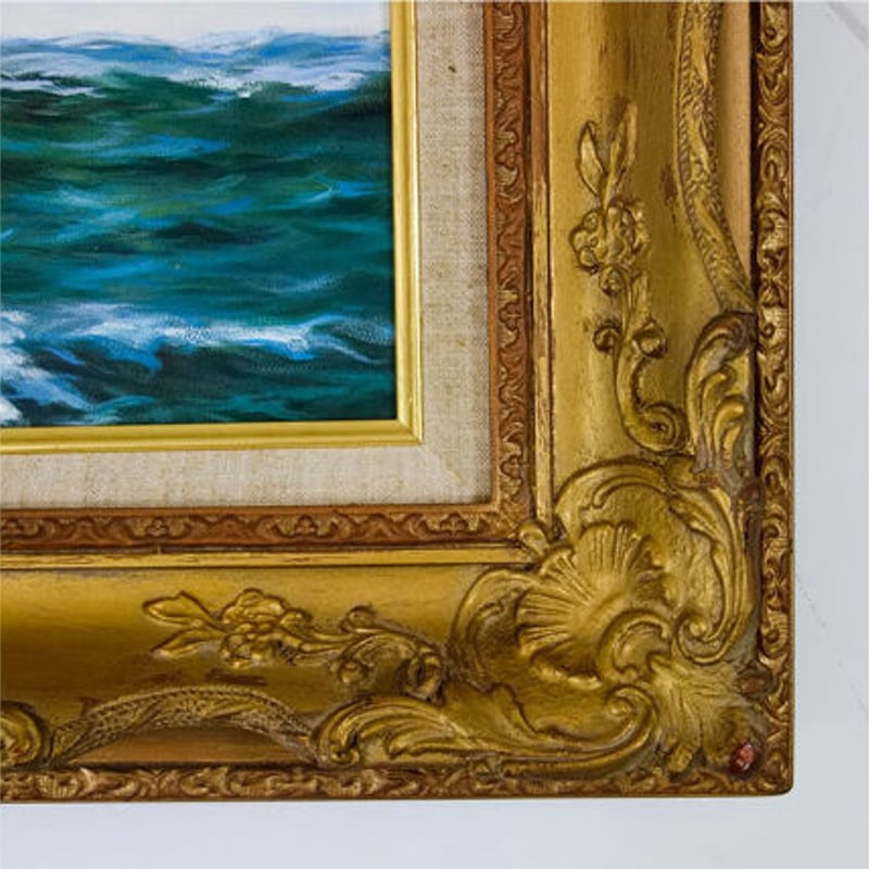 油彩画「ウトロ港」 F6 絵画