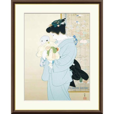 ● 上村松園 「母子」 額入り 複製画 高精彩工芸画 額装画 日本画 名画 レプリカ 美人画 重要文化財 国立近代美術館（東京）／所蔵 J2-026 【納期：約1週間】