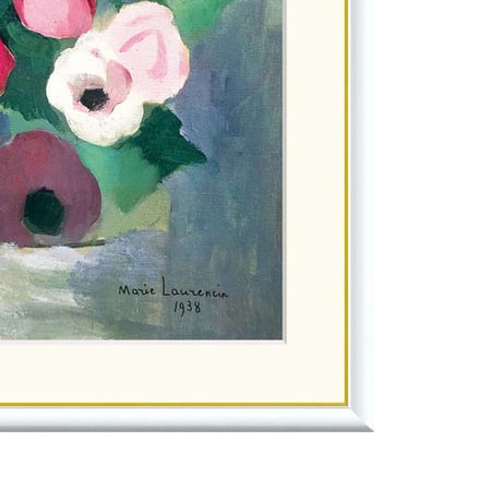 マリー・ローランサン 「アネモネ」 額入り 複製画 高精彩工芸画 額装画 レプリカ エコールドパリ 花 静物画 J1-176 【納期：約1週間】