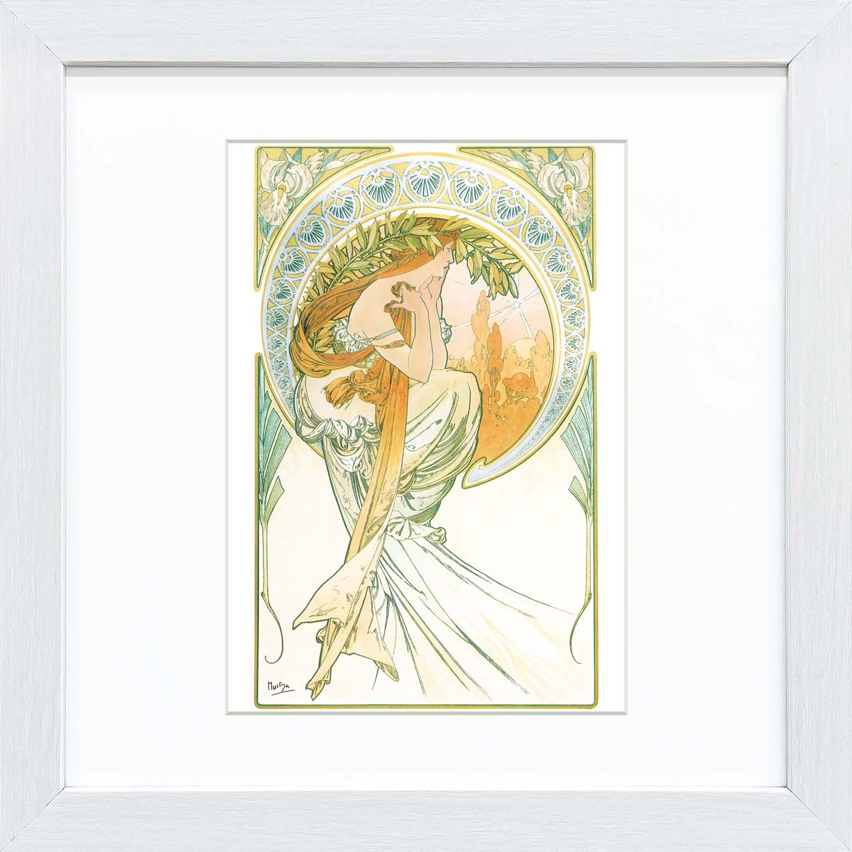 アルフォンス・ミュシャ　版画　朝の目覚め　171/300　額装　M　R6504F アルフォンス・ミュシャ 版画 朝の目覚め 171/300 額装 M R6504F