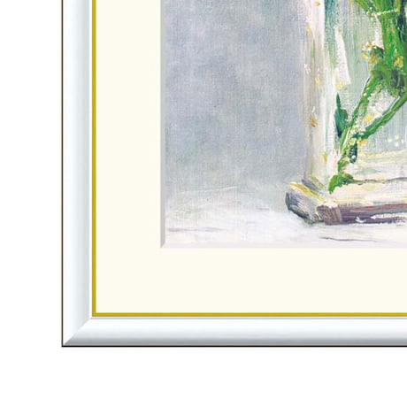 マネ 「ガラス花瓶の中のカーネーションとクレマチス」 額入り 複製画 高精彩工芸画  額装画 レプリカ 印象派 J1-047 【納期：約1週間】