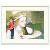 マリー・ローランサン 「鳥と乙女」 額入り 複製画 高精彩工芸画 額装画 レプリカ エコールドパリ 人物画 J1-178 【納期：約1週間】