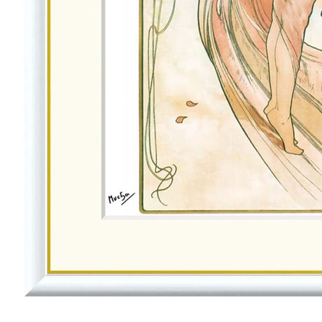 ミュシャ 「芸術・ダンス」 額入り 複製画 高精彩工芸画 額絵 額装画 アート レプリカ 透明アクリル アールヌーボー 美人画 四芸術 Mucha J1-106 【納期：約1週間】