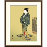 ● 歌川広重 「浴衣美人図」 額入り 複製画 高精彩工芸画 額装画 肉筆浮世絵 名画 レプリカ 人物 美人画 錦絵 摘水軒記念文化振興財団（千葉県）所蔵 J2-152 【納期：1週間】