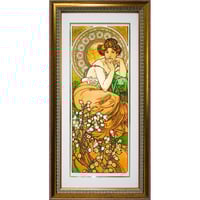 ☆ 版画 ミュシャ 「夜のやすらぎ：四つの時」 ジクレー 複製 額入り