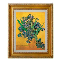 ＊ ゴッホ 「アイリスのある花瓶、黄色い背景」 F6号　額入り　複製画　静物画　ジクレー　透明ジェル加工　透明アクリル　後期印象派 【世界の名画】