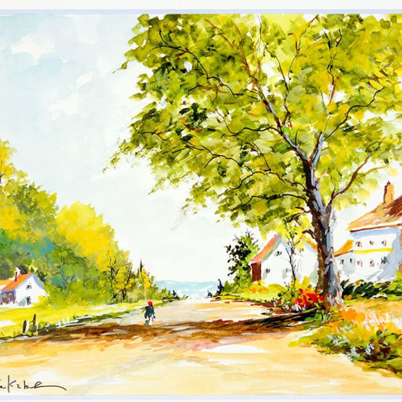 油絵日下部 寛/プロバンスの村オリジナル額装