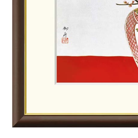 ● 速水御舟 「瓶梅図」 額入り 複製画 高精彩工芸画 額装画 日本画 名画 レプリカ 静物画 花鳥図 花瓶に花 個人所蔵 J2-103 【納期：約1週間】