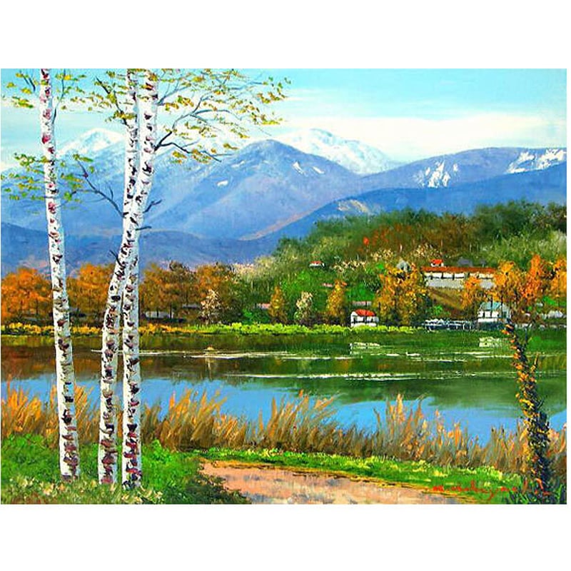 油彩画 「 竹林の道 」 原画 額付 F8