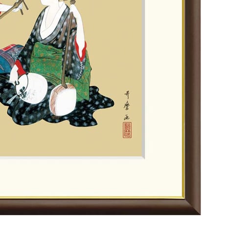 ● 喜多川歌麿 「三美人図」額入り 複製画 高精彩工芸画 額装画 肉筆浮世絵 名画 レプリカ 人物 美人画  海の見える杜美術館所蔵 J2-148 【納期：1週間】
