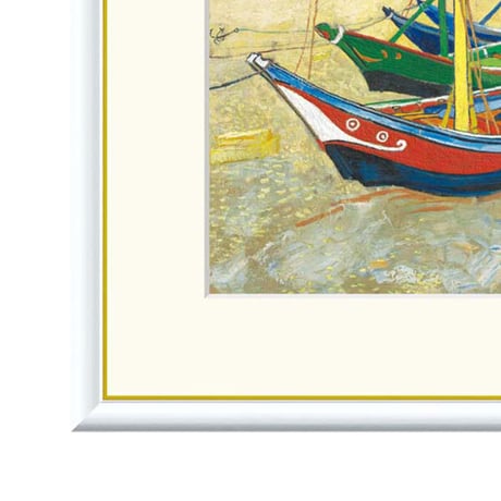 ★ ゴッホ 「サント・マリーの漁船」 額入り 複製画 高精彩工芸画 額絵 額装画 名画 レプリカ 透明アクリル ポスト印象派 アルル時代 ゴッホ美術館所蔵 J1-239 【納期：約1週間】