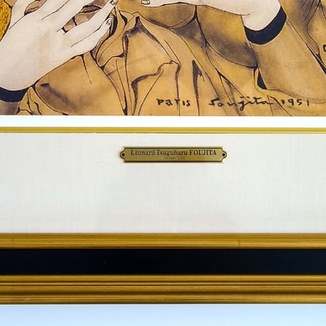 版画　藤田嗣治 「聖母子 Maternite」 シルクスクリーン ミクストメディア　額付き　F6号相当　Foujita　真作保証　YE382