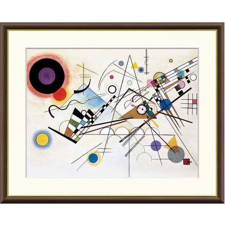 カンディンスキー 「コンポジション 8」 額入り 複製画 高精彩工芸画  額装画 レプリカ 前衛 アート 抽象画 表現主義 J1-192 【納期：約1週間】