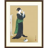 ロバート・ウッド 「山と川の風景」 F6号 額入り 複製画 風景画