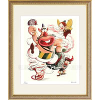 タツノコプロ監修 「ハクション大魔王 1」 ジークレー版画 額入り 複製画 昭和のテレビアニメ 1969年TV放映 ギャグ漫画 コメディ 【四つ切】【C8014】