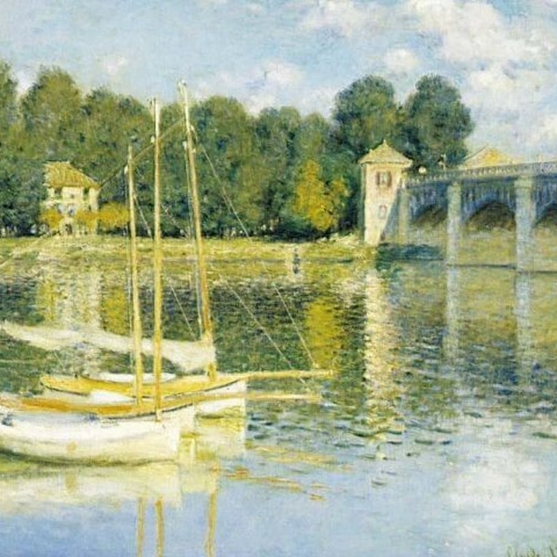 モネ/アルジャントゥイユの橋、額装用・世界名画、新品額付 モネ/アルジャントゥイユの橋、額装用・世界名画、新品額付