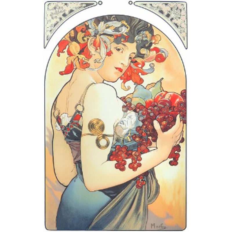 Mucha アルフォンス・ミュシャ フルーツ 果物 リトグラフ アールヌーヴォー アルフォンス・マリア・ミュシャ「アートカードより『フルーツ