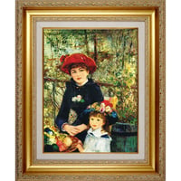 ＊ ルノワール 「テラスにて」 F6号　額入り　複製画　名画額縁　人物画　ジクレー　透明ジェル加工　透明アクリル  二人の姉妹　印象派 【世界の名画】